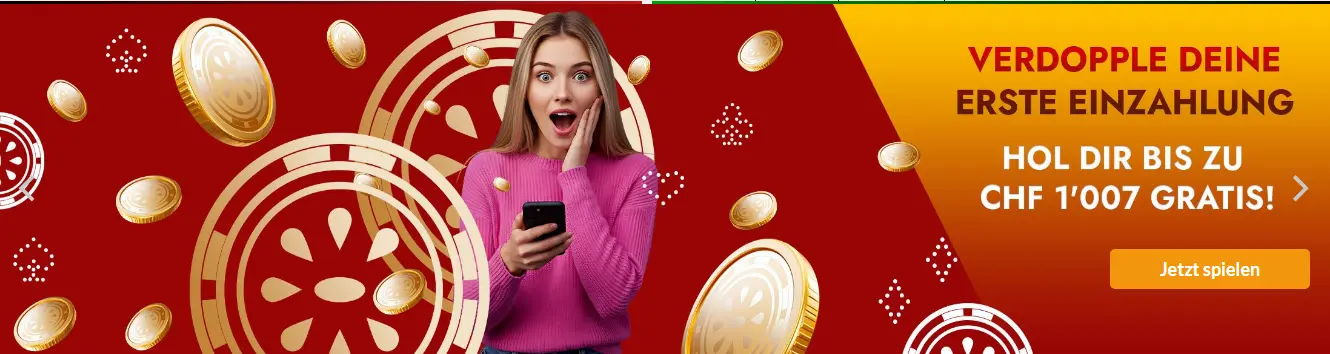 Willkommen im Online Casino Schweiz – Startseite mit schnellem Zugang zu Spielen