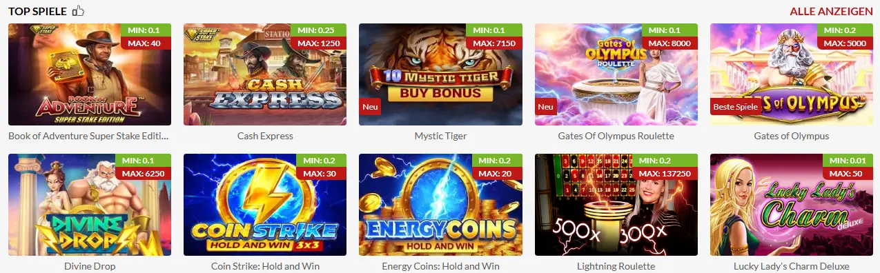 Spielkatalog im Online Casino – Slots, Tischspiele und Live-Casino auf einer Seite