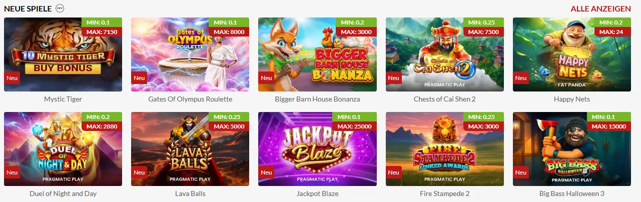 Auswahl an Spielautomaten – verschiedene Themen, Jackpots und neue Releases